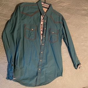 Turquoise and Brown Western Shirt
